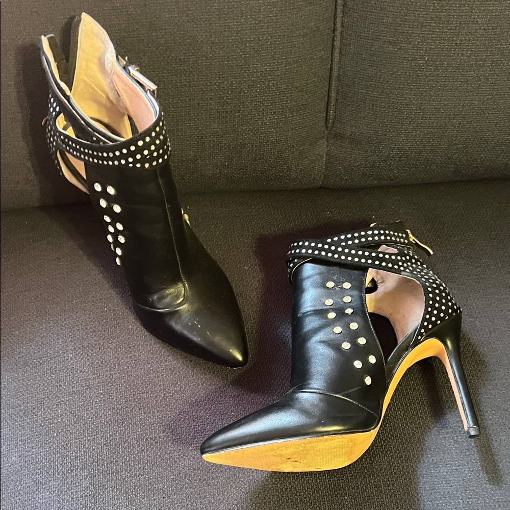 Studded Black Stiletto Ankle Boots